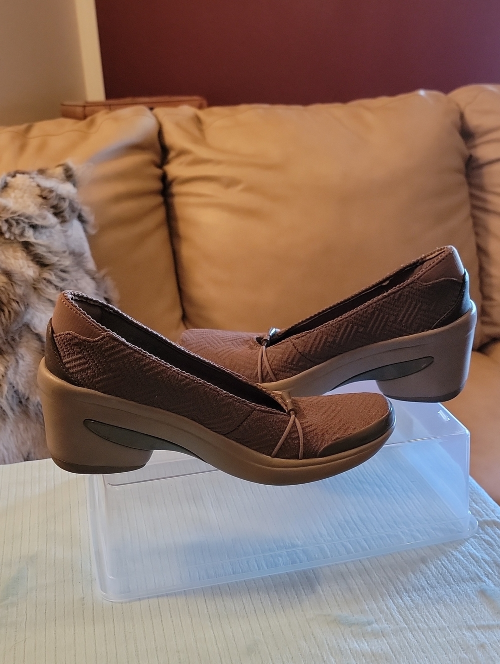 Bzees Women's Brown Slip-On Wedge Heels